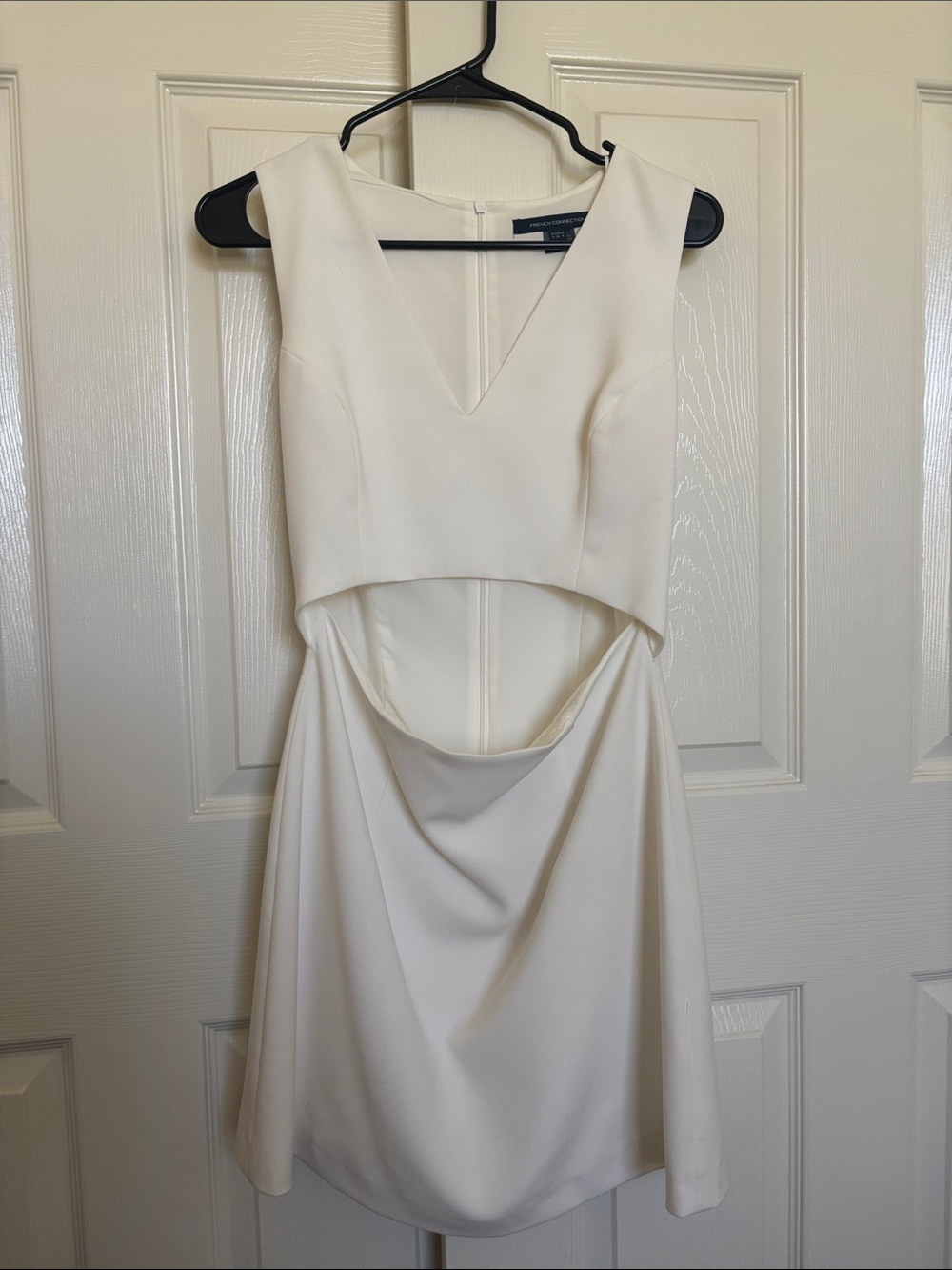 French Connection Ivory Backless V-Neck Cutout Dress